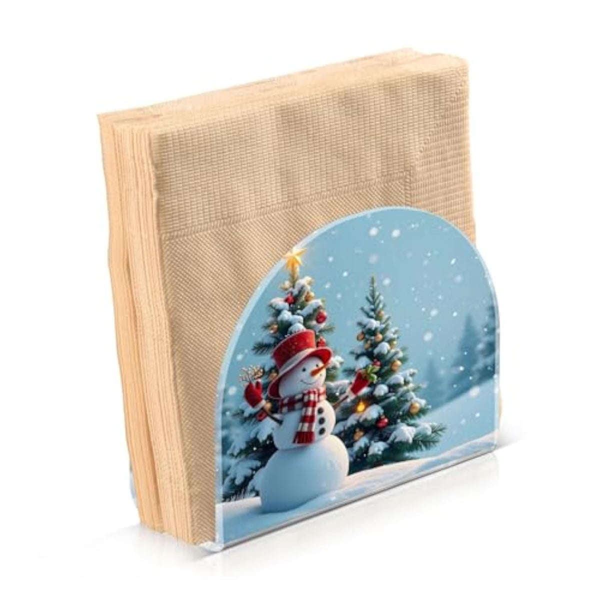 Snowman Christmas Tree Napkin Holder For Table Kitchen Decor Acrylic Paper Napkin Holders For Tissue Dining Room Indoor Outdoor Party Holiday Accessories