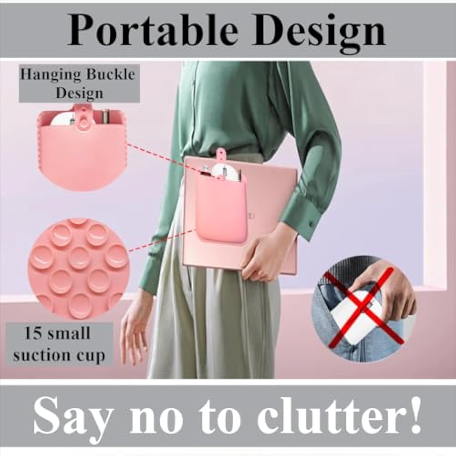 Reusable Compact Silicone Mouse Pouch For Laptop, Mouse Holder For Wireless Mouse, Mouse Sleeve For Laptop With Strong Suction For Ipad/Macbook Use (Black)