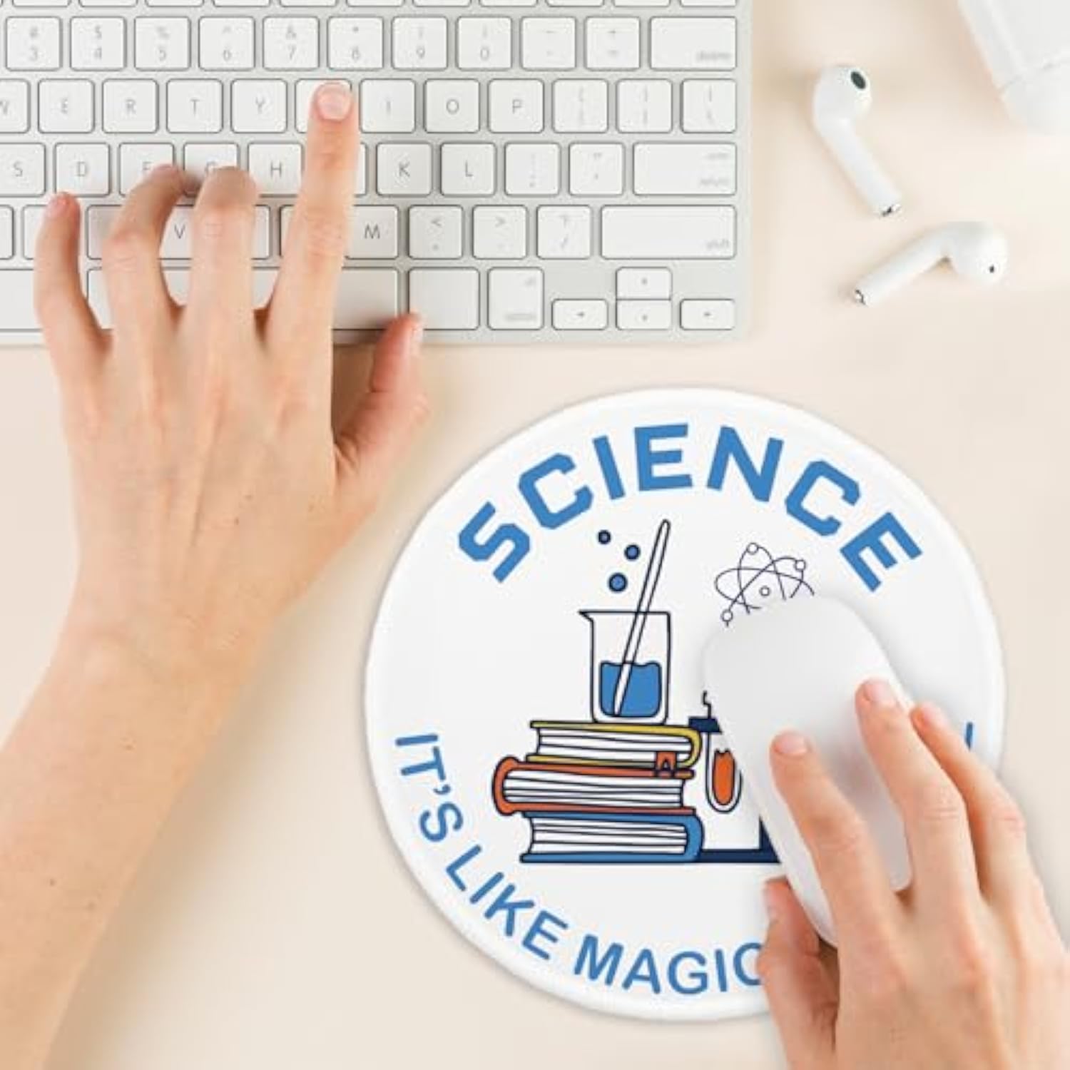 Lab Technician Mousepad, Office Gifts Mouse Pad With Stitched Edge Non-Slip Rubber Base, Cute Round Mouse Mat For Laptop Supplies, Scientist Mousepad Home Office Computer Desk Accessories