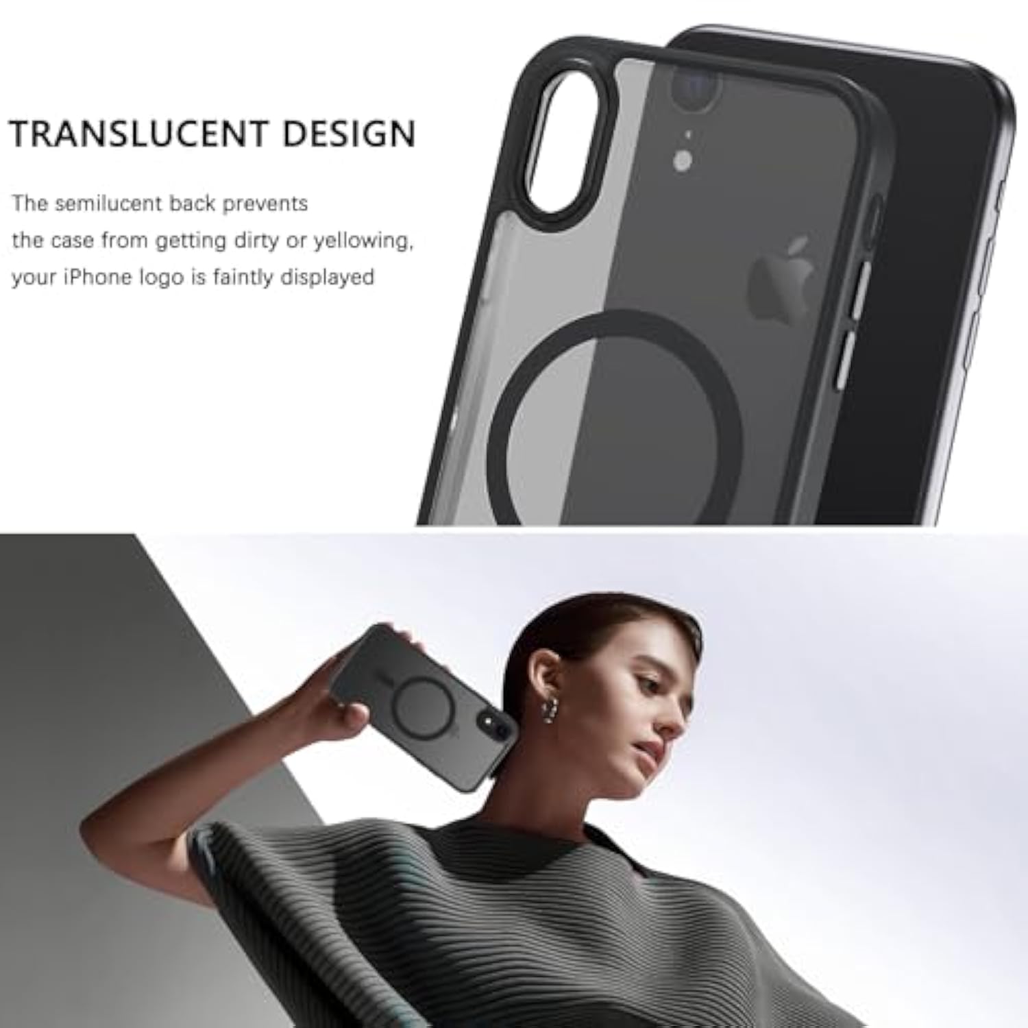 iPhone XR Magnetic Magsafe Case Translucent Matte TPU Black