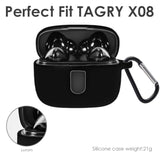 TAGRY X08 Wireless Earbuds Premium Silicone Case with Carabiner, Black