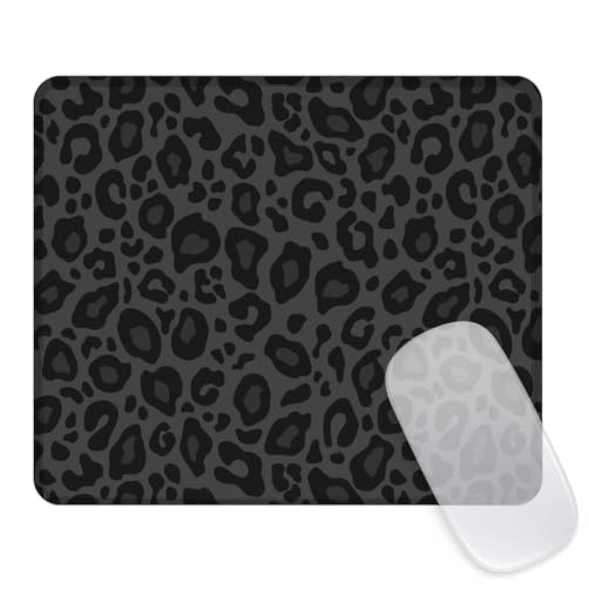Square Aesthetic Black Leopard Mouse Mat Premium Textured Mouse Pads For Office Laptop,Washable Square Mousepads With Extended Stitched Edges Non Slip Rubber Base