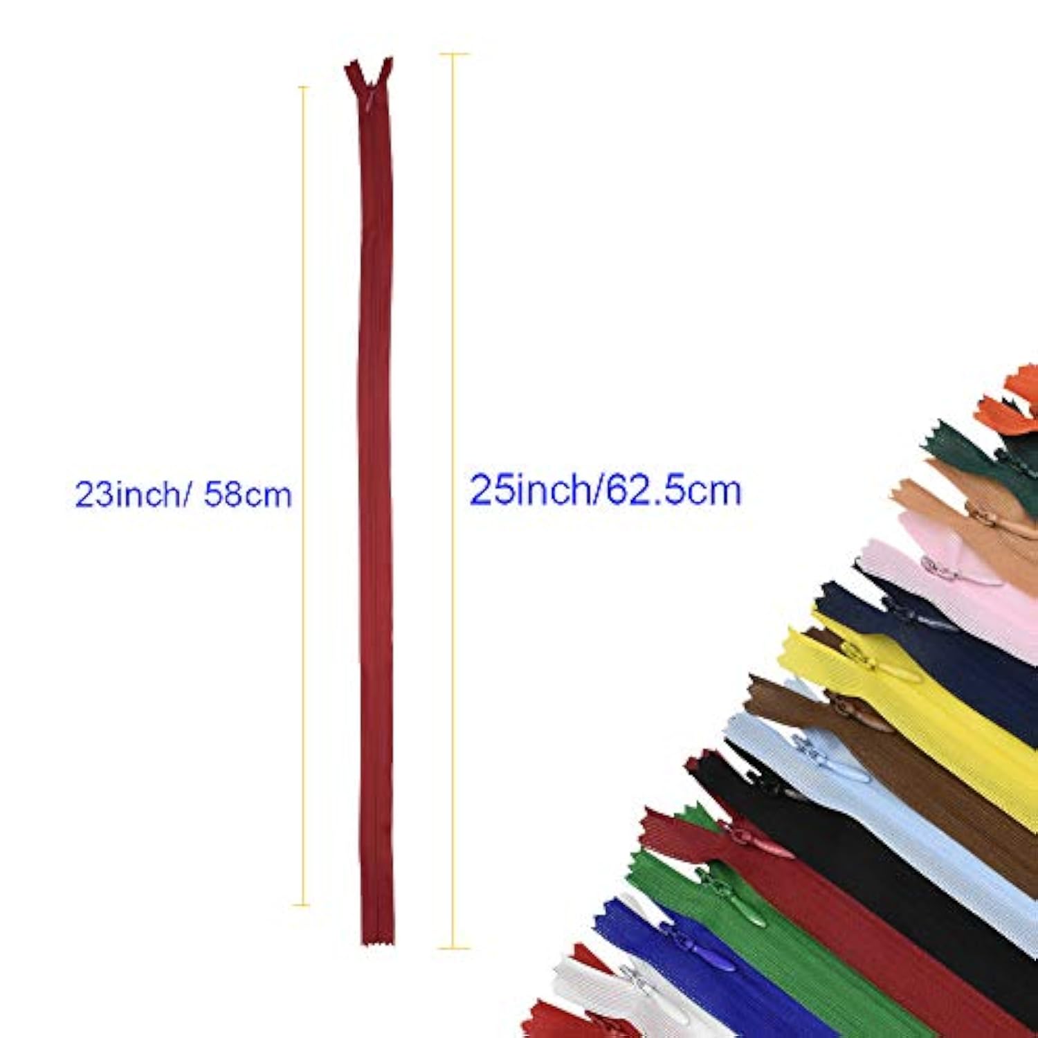 30Pcs 23Inch Silk Invisible Zipper Lace Tape Closed Clothes Dress Sewi