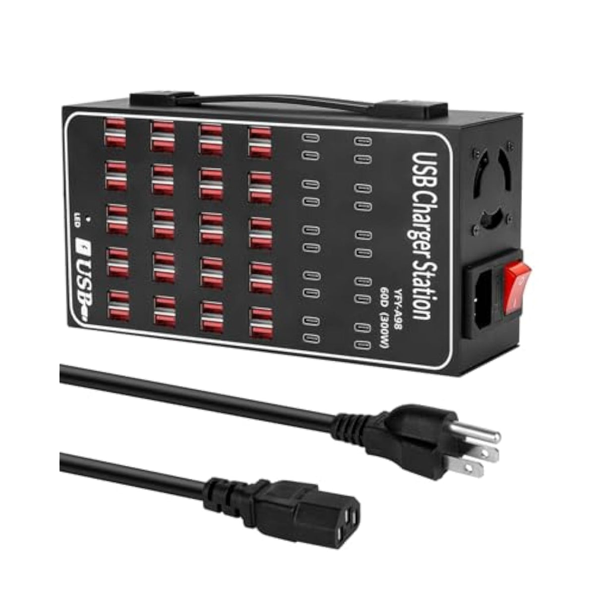 60 Port 300W(60A) Usb Charging Station, Multi Usb C Charger Station Block With Intelligent Protection, Desktop Charging Station For Multiple Devices, Suitable For Schools, Hotels, Shops And Malls