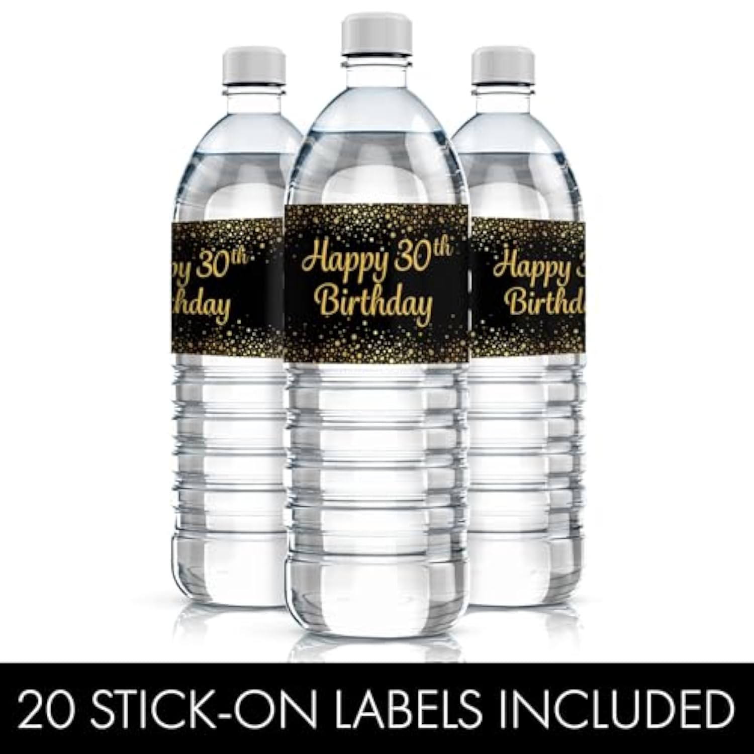 Black And Gold 30Th Birthday Water Bottle Labels – 20 Waterproof Stickers For 30Th Birthday Party Decorations And Favors