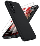 For Samsung Galaxy-A36-5G-Phone Case: Samsung A36 5G Case With [2Pcs] Tempered Glass Screen Protector, Soft Liquid Silicone Shockproof Anti-Scratch Cell Android Cover Unlocked Samsung A 36, Black