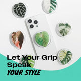 Onthegrip Compatible With Magnetic Cute Acrylic Tropical Leaf Design Collapsible Mobile Phone Grip Stand Holder For Smartphone Tablet Cell Phone Accessory (Gloriosum)