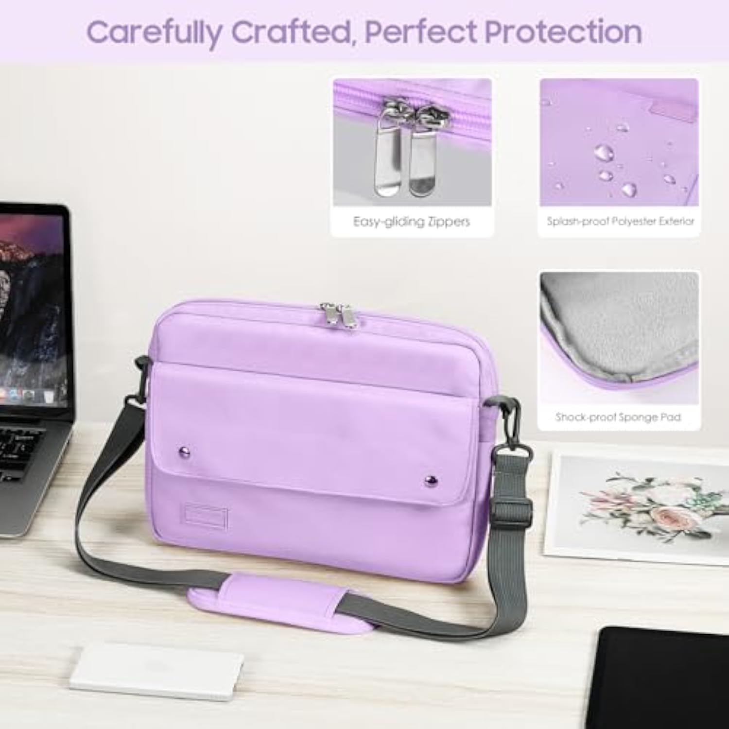 9-11 Inch Tablet Sleeve Bag With Shoulder Strap Fits Ipad 11-Inch A16 2025, Ipad 10Th Gen. 10.9", Ipad Gen. 10.2", Ipad Air 11/5Th/4Th Gen. 10.9", Galaxy Tab A9 Plus 11", Purple