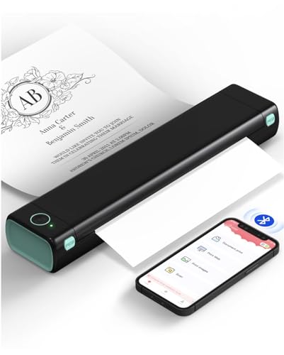 Portable Printers Wireless For Travel, M08F Thermal Bluetooth Printer Support For 8.5"X11" Us Letter, Small Inkless Printer Compatible With Ios, Android, Laptop For Car, Office, Home