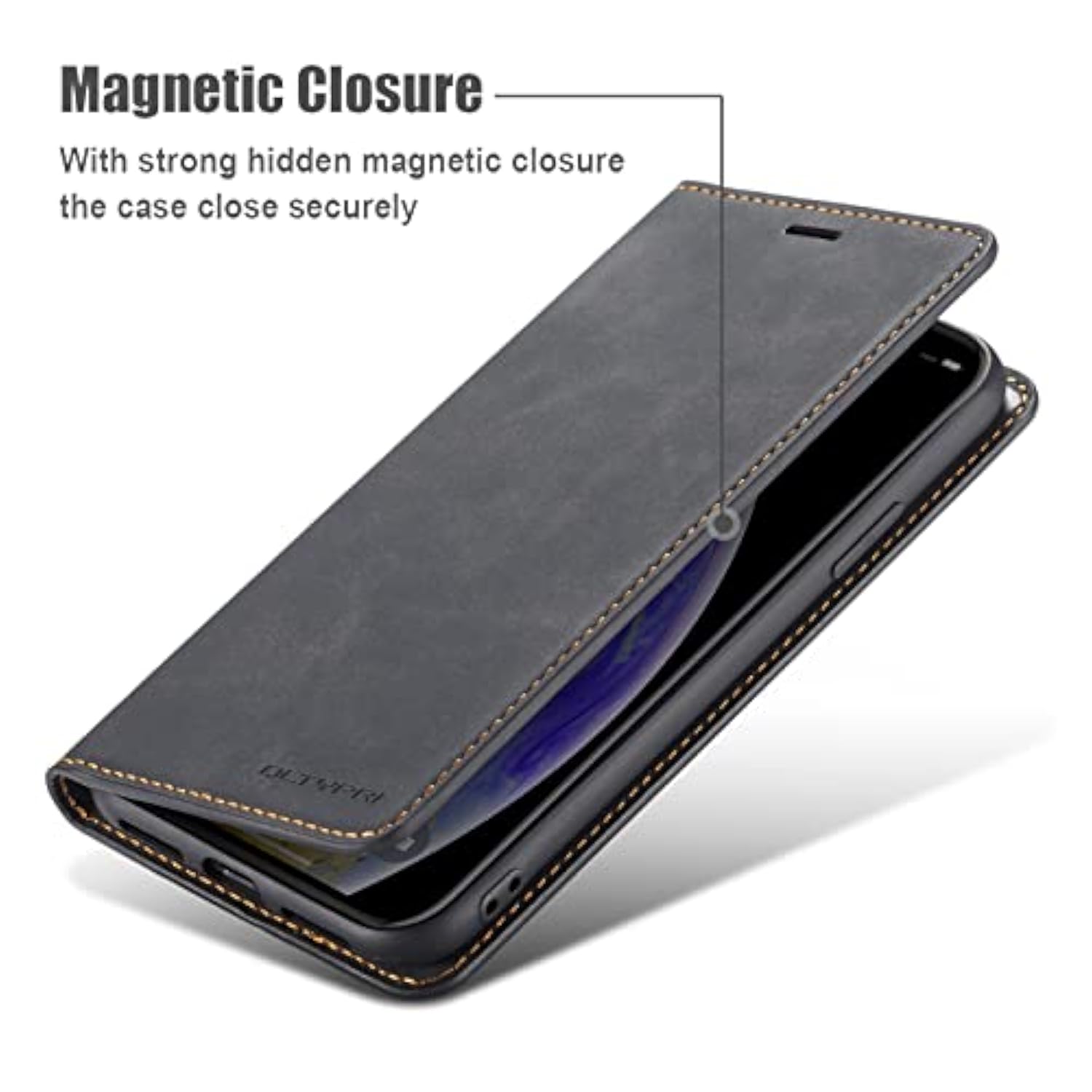 For Iphone Xr Case, Premium Pu Leather Cover Tpu Bumper With Card Holder Kickstand Hidden Magnetic Adsorption Shockproof Flip Wallet Case For Iphone Xr (6.1 Inch) - Black
