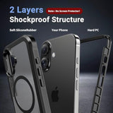 Heavy Duty Magnetic Case for iPhone 16, Black, 6.1 Inch Screen Protection