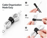 (10 Pcs) Reusable Cable Ties, Elastic Silicone Cord Organizer Straps Keeper Management Holder For Iphone Charging Cable Charger Wire Labels Desk Car And Travel Accessories (Black)