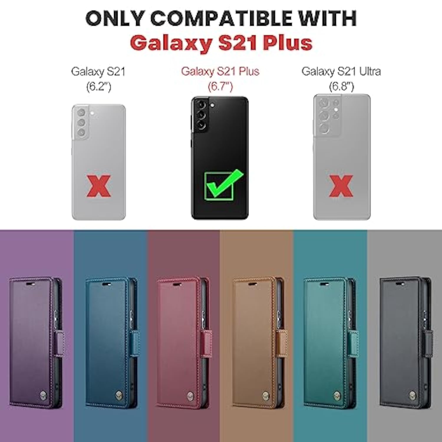 Samsung Galaxy S21+ Plus 5G Wallet Case With [Rfid Blocking] Card Holder Magnetic Kickstand,Leather Flip Protective Case Wallet For Samsung Galaxy S21+ Plus 5G 6.7 Inch -Black