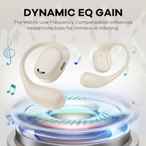Open Ear Headphones, True Wireless Bluetooth Earphones Air Conduction Sweatproof Sport Earbuds Headsets with Earhooks for 60Hrs Playback with Dual