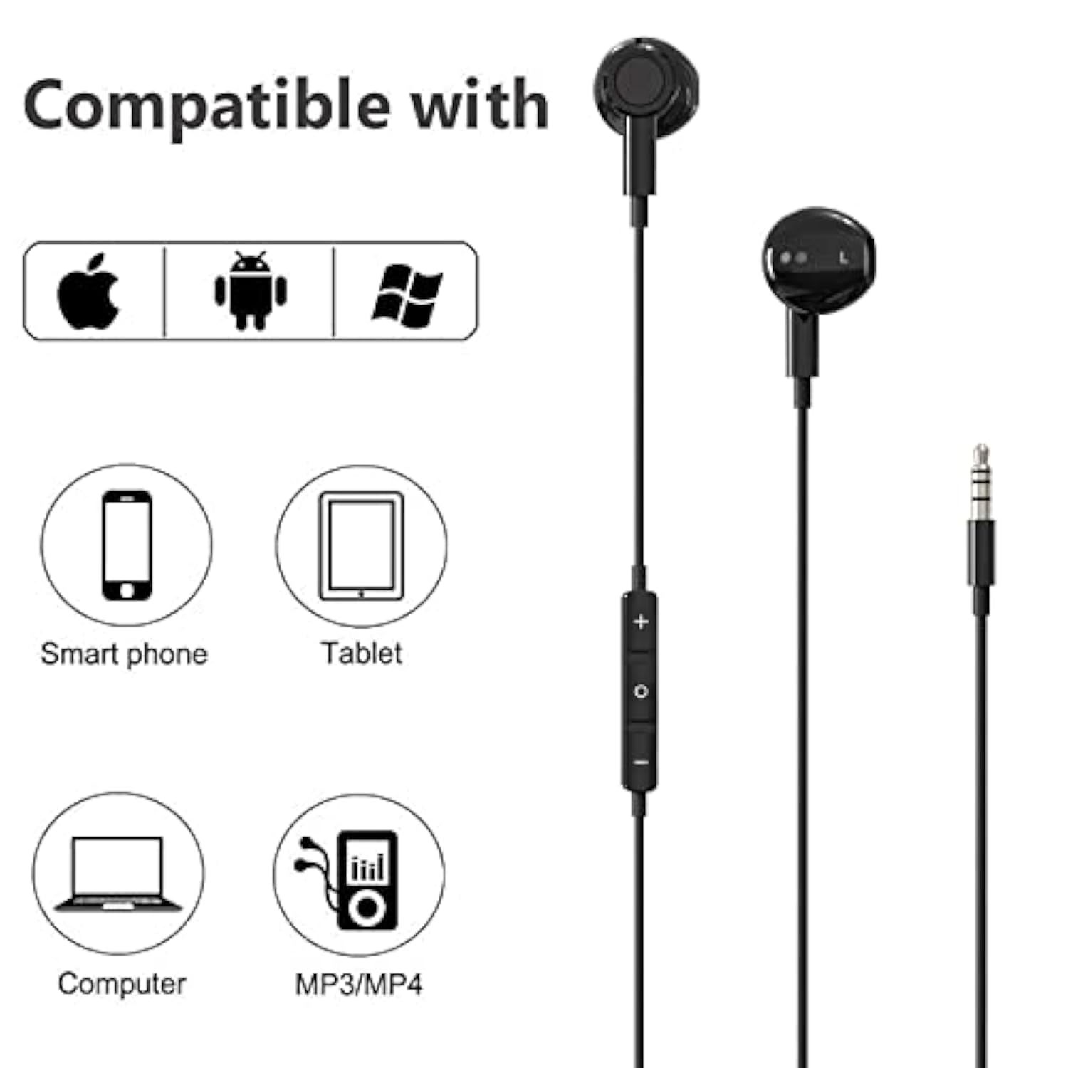 Hi-Res Extra Bass Earbuds Noise Isolating In-Ear Headphones Wired Earbuds With