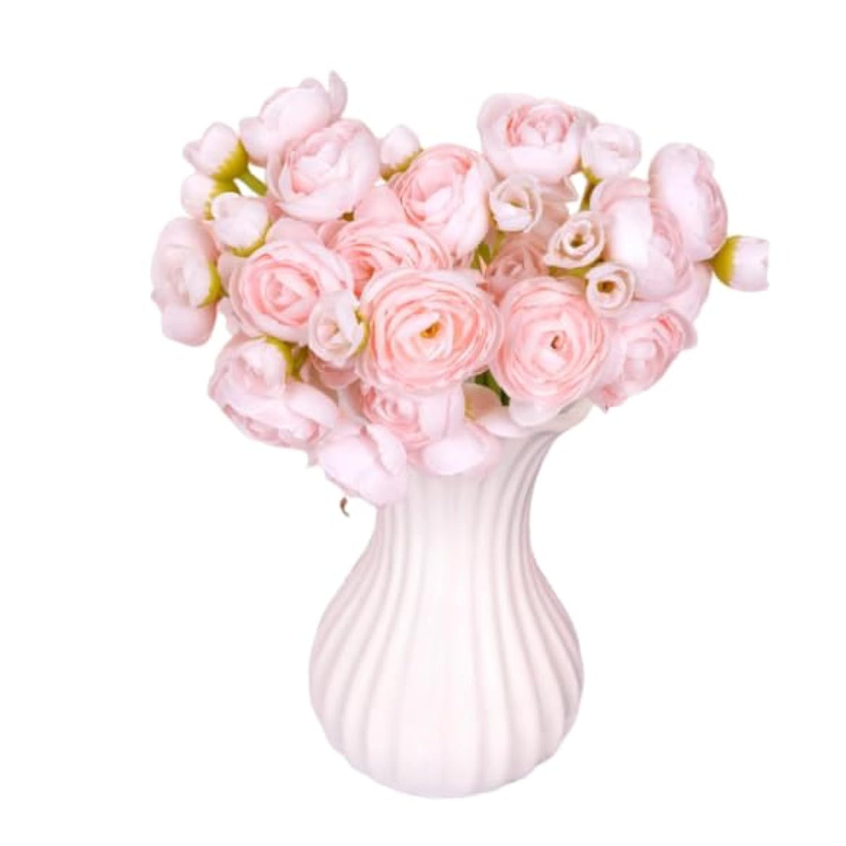12 Pcs Ranunculus Artificial Flowers Faux Silk Mini Ranunculus Flowers For Wedding Decoration Bride Bouquet Faux Flowers Crafts Floral Arrangement(Pink)