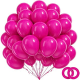 100-Pack 12" Hot Pink Balloons with Ribbon for Birthday, Wedding & Party Decor