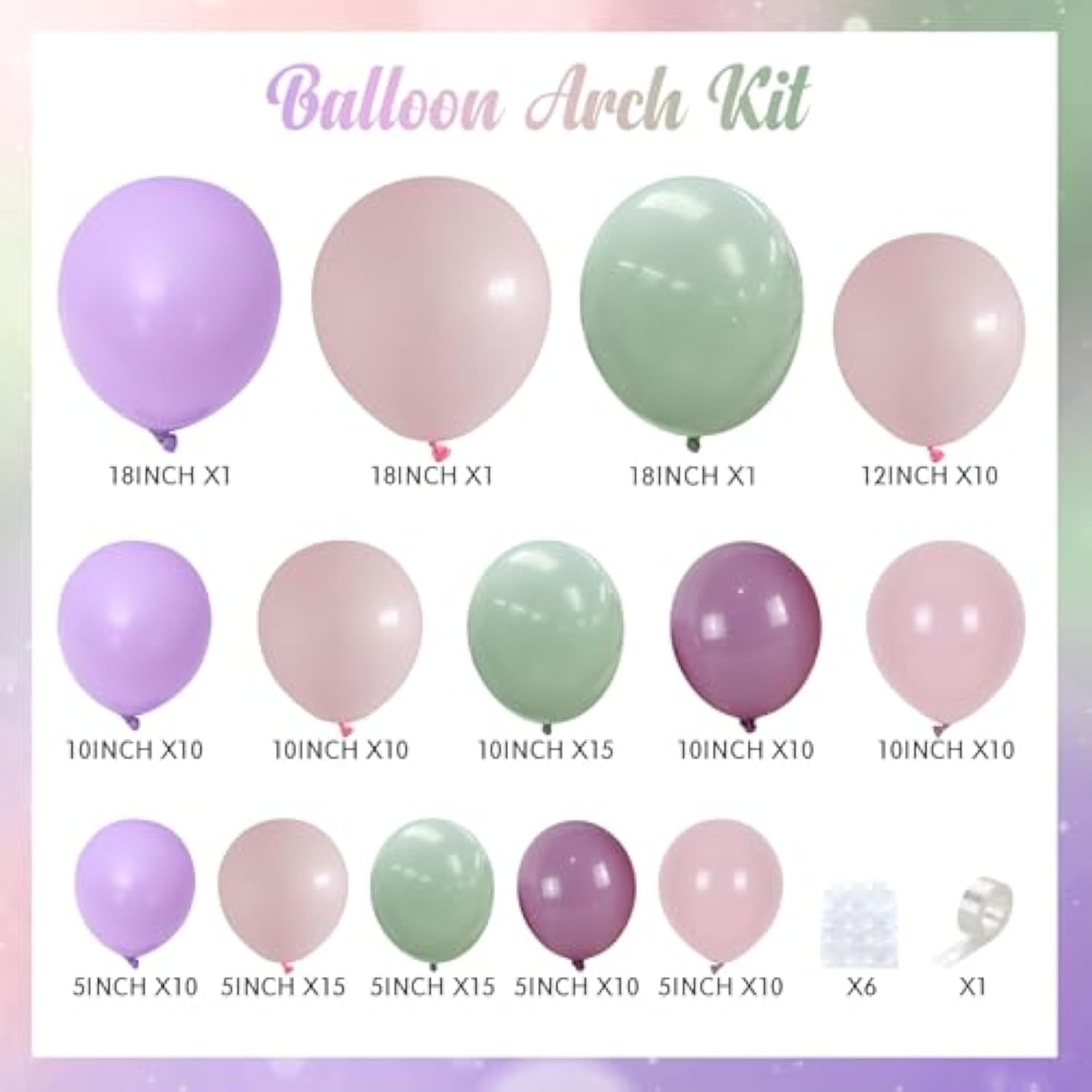 Fairy Wonderland Balloon Arch Kit, 128Pcs Pastel Pink Purple Green Balloon Garland Kit For Baby Girls Fairy First Birthday Spring Garden Tea Party Bride Baby Shower