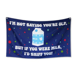 Funny Happy Birthday Banner 60" X 33" – Hilarious Party Decoration For Adults, Gag Gift Décor For Him Or Her – Sarcastic, Bold & Reusable Sign -Milk Sniff