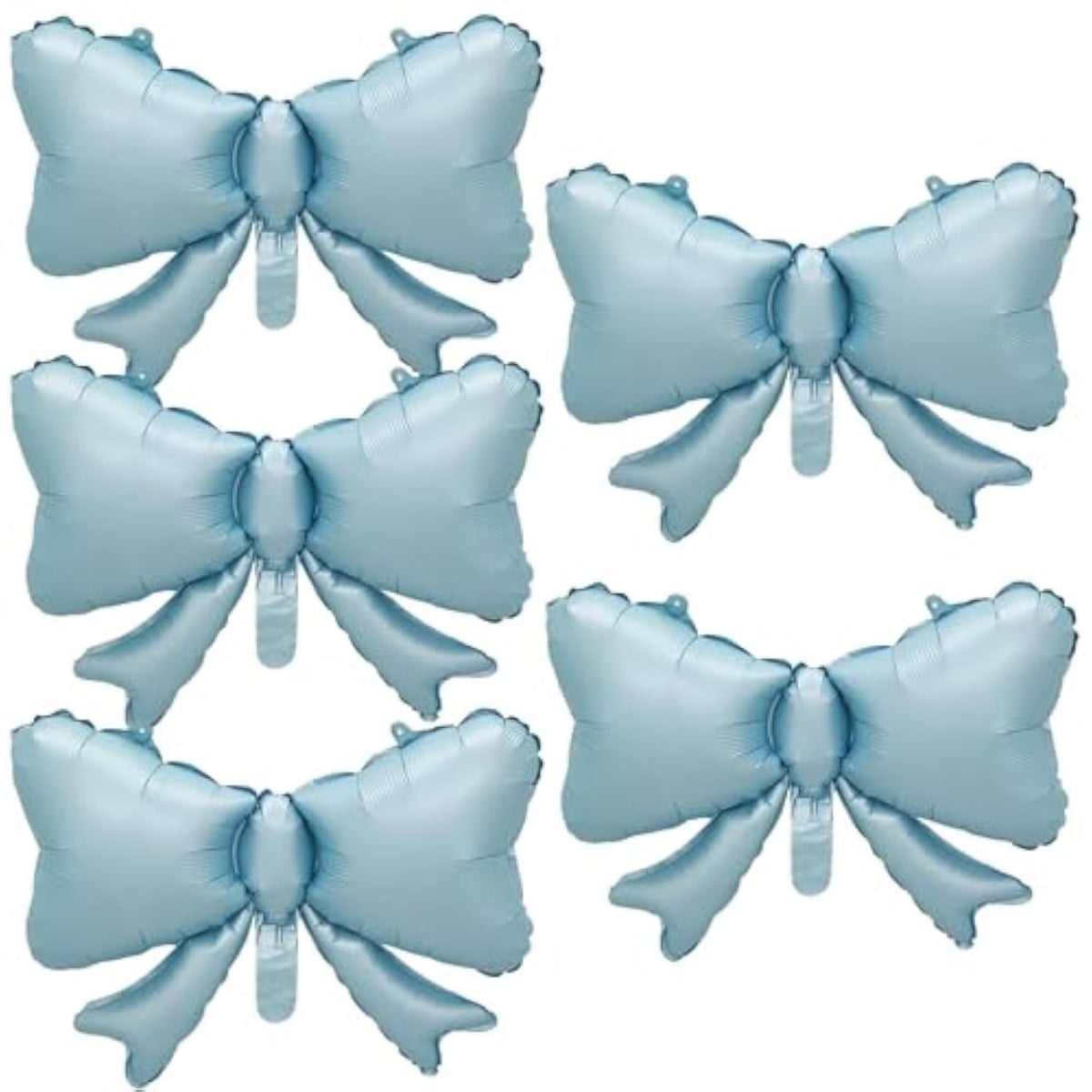 5 Pcs Bow Balloon Matte Blue Bow Theme Baby Shower Bow Foil Balloon Wedding Party Decoration
