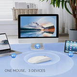 M18 Bluetooth Mouse, Usb C Rechargeable Wireless Mouse, Triple Mode (Dual Bluetooth+Usb) Computer Silent Mice Portable With Usb Receiver And Type C Adapter For Laptop/Macbook/Ipad/Pc - White