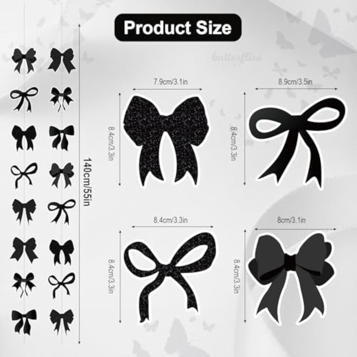 Bow Birthday Decortions Black Bow Party Decorations Black Bow Banner Garland Decor For Girls Women Baby Shower Bridal Wedding Bachelorette Bow Theme Party Supplies