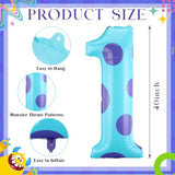 Monster Number 1 Balloons 40 Inch Monster Theme Birthday Party Decorations Large Foil Balloons For Girls Boys Birthday Baby Shower Party Backdrop Celebration Supplies
