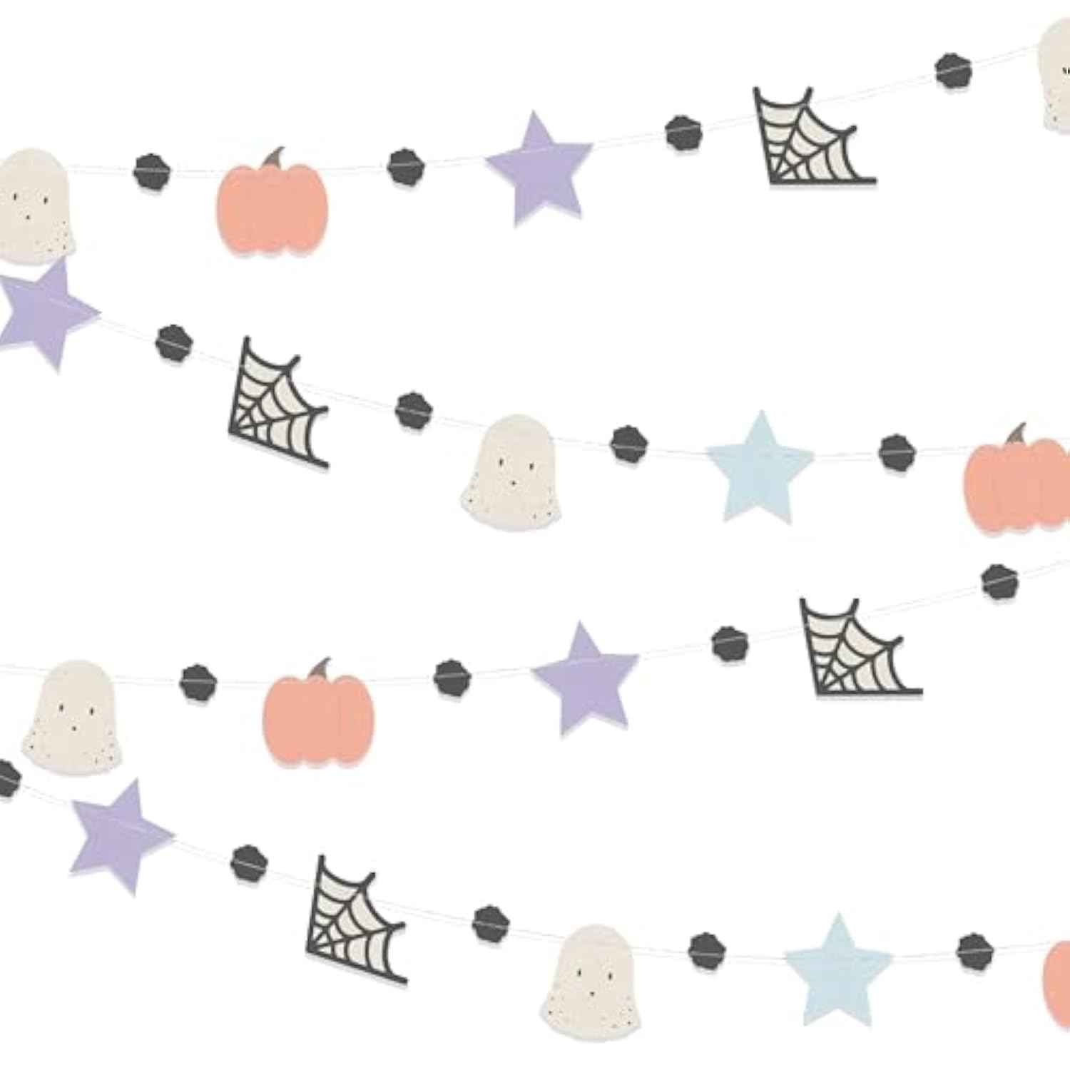 Pastel Halloween Garland with Pumpkin Ghost Spiderweb Flag for Kids Party Baby Shower Decor