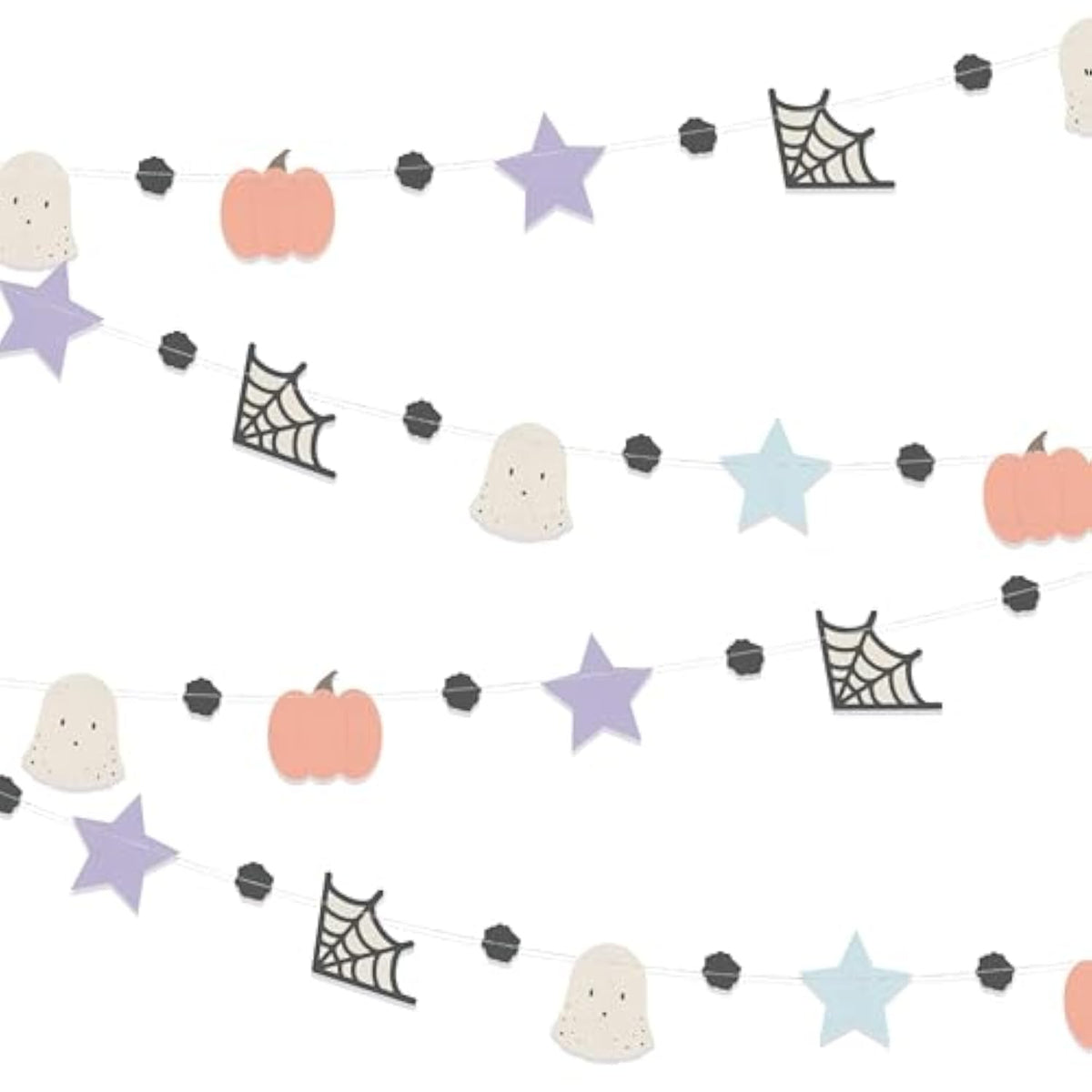 Pastel Halloween Garland with Pumpkin Ghost Spiderweb Flag for Kids Party Baby Shower Decor
