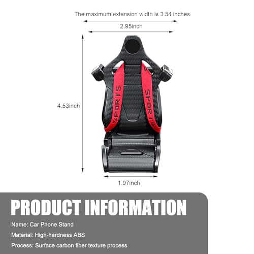 Phone Holder for Car Vent, Racer Seat Style Air Vent Cell Phone Stand Car Mount, 360° Rotation Adaptive Tightening Automobile Cradle, Universal for