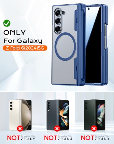 for  Galaxy Z Fold 6 Case with MagSafe, [Screen Protection] [Hinge Protection] Translucent Strong Magnetic Shockproof Case for Galaxy Z Fold 6