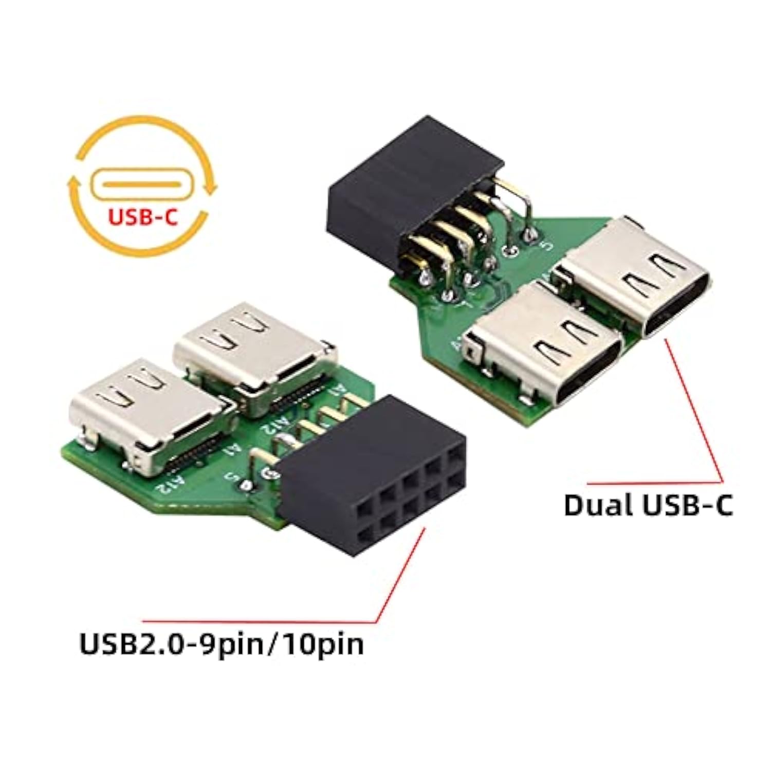 Single Port Usb 3.1 Type C Usb-C Female To Usb 2.0 Motherboard 9Pin 10Pin Header Adapter Pcba 480Mbps