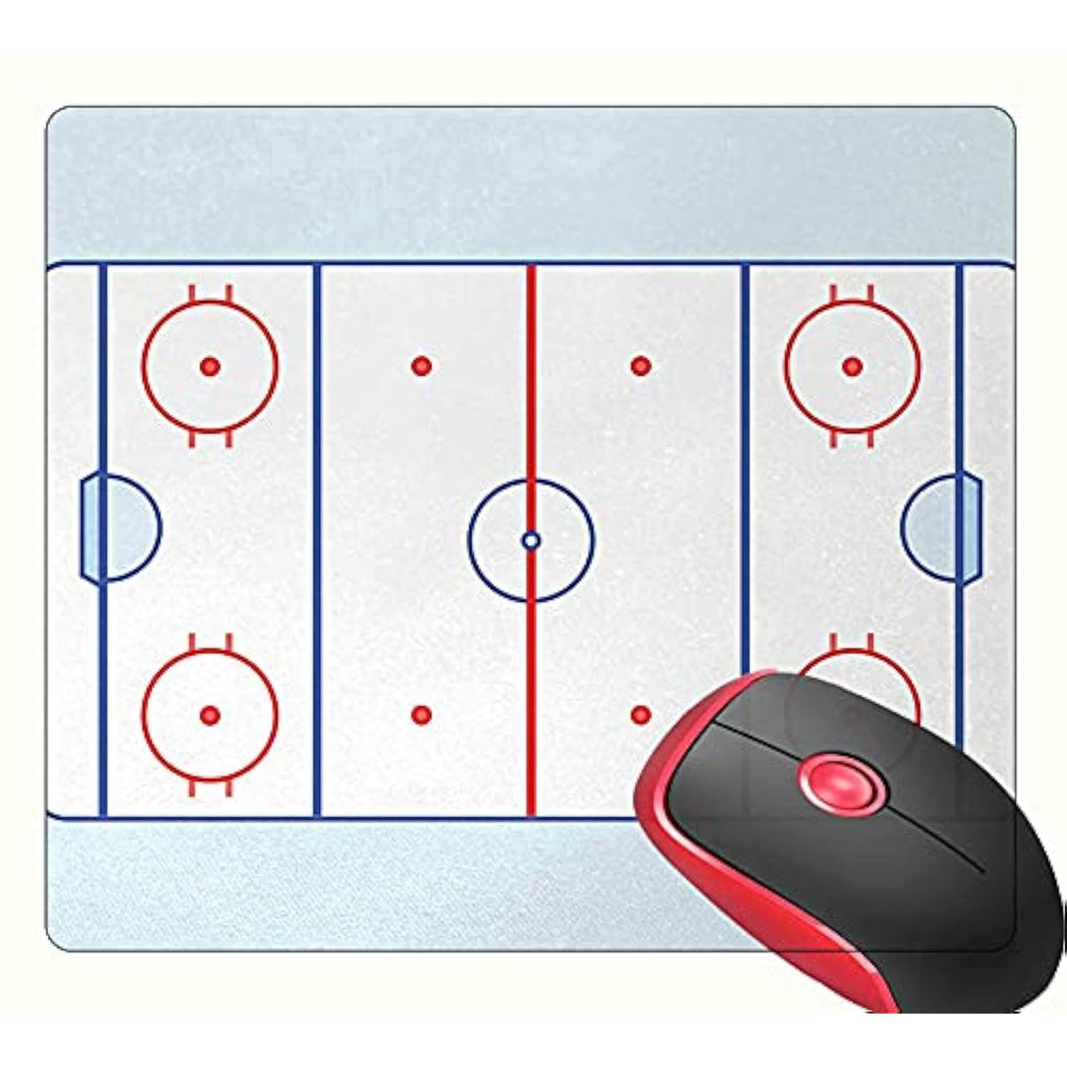 Mouse Pad Square Hockey Field Blue Tones Red, Non-Slip Rubber Base Mousepad Cute Mousemat For Laptop Computer Pc Office Home