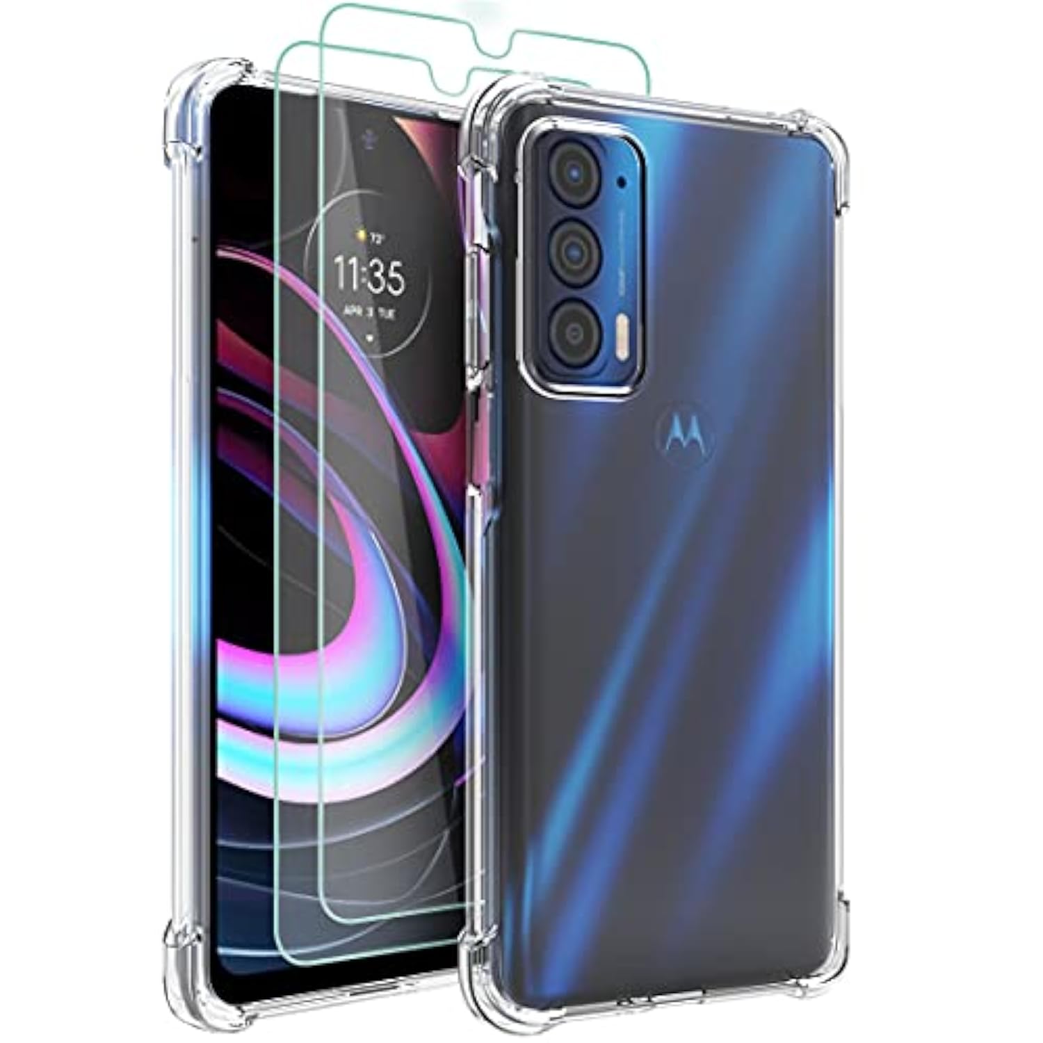 For Moto Edge 2021 Case,Moto Edge 5G Uw Case Clear Transparent Flower Reinforced Corners Tpu Shock-Absorption Flexible Cell Phone Cover For Motorola Moto Edge 2021(Clear)
