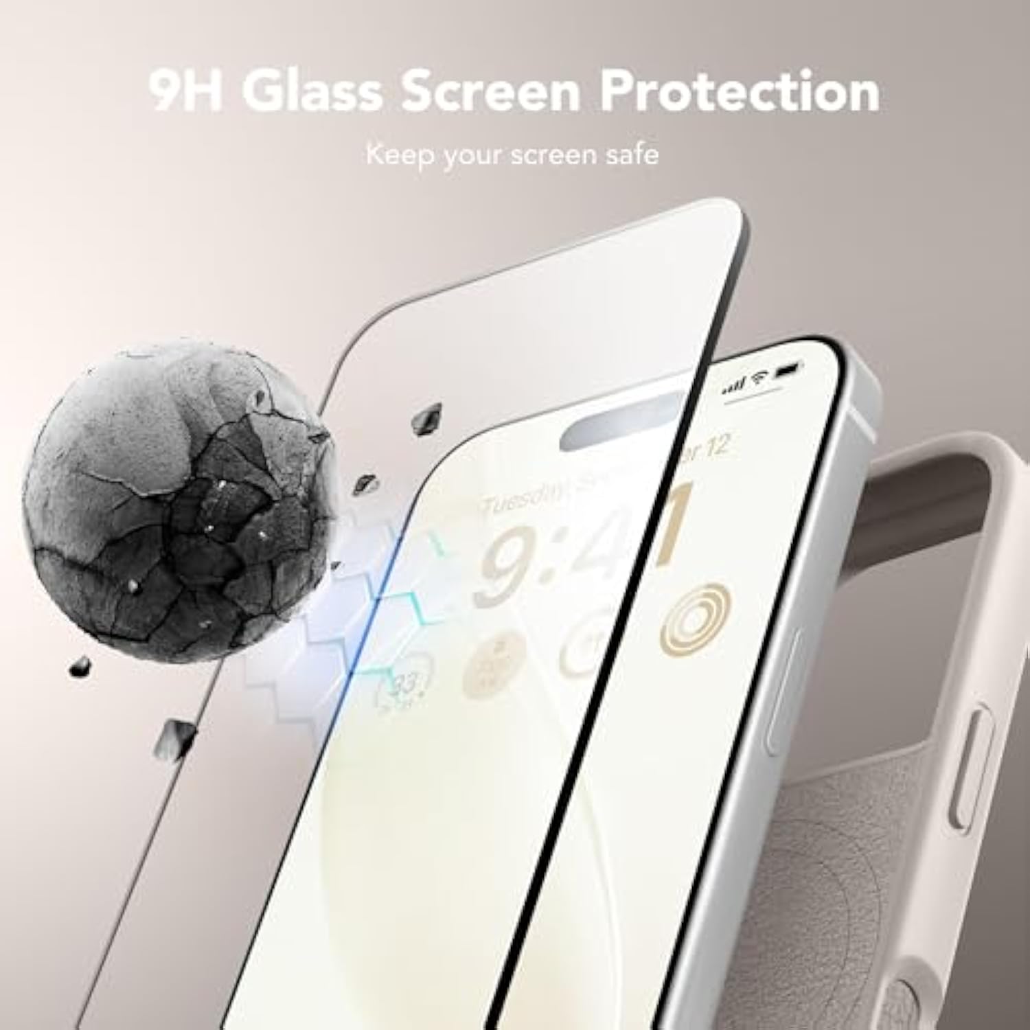 iPhone 16 Pro Max Magnetic Silicone Case with Screen & Camera Protector Stone
