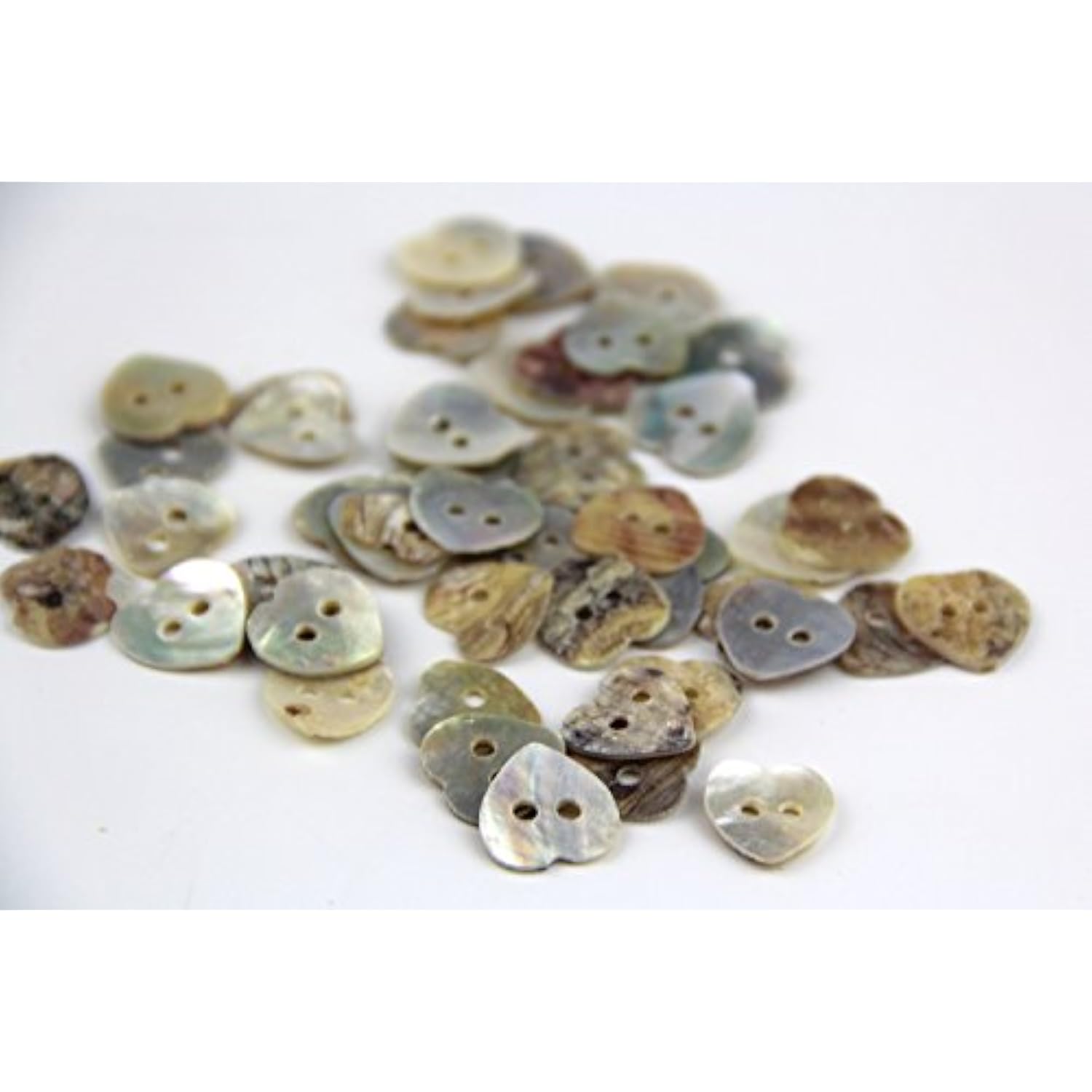 Pack Of 12Mm 2 Holes Heart Shaped Mother Of Pearl Delicate Natural She