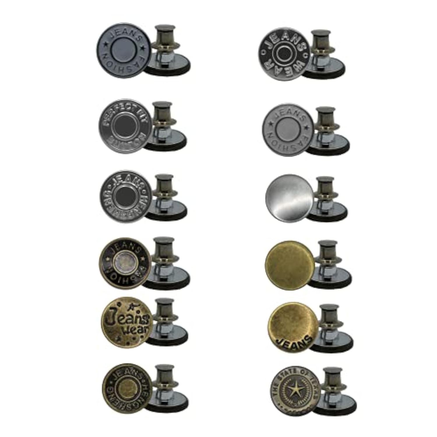12 Pcs 17Mm Replacement Jean Buttons, No Sew Instant Button, Detachabl