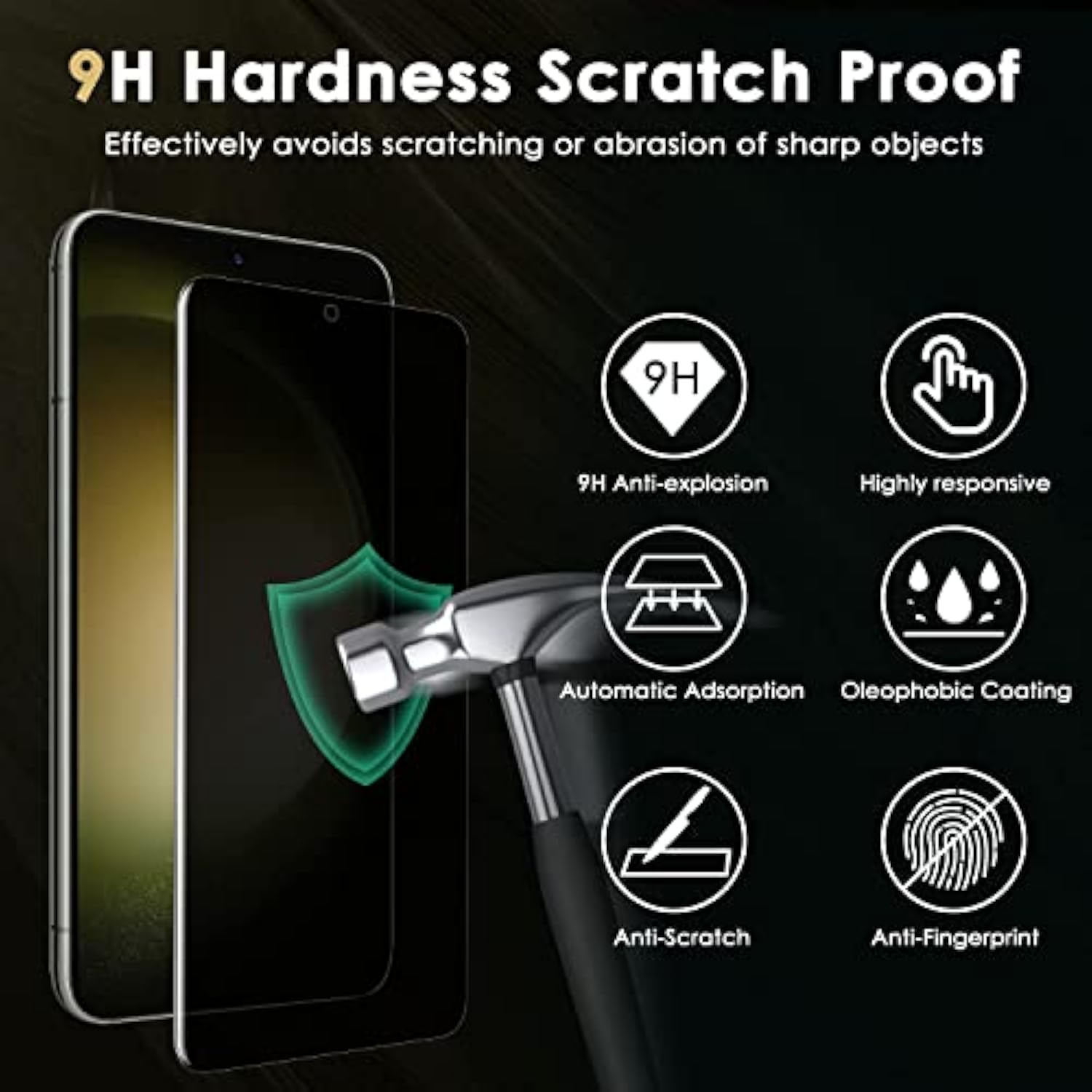 For Samsung Galaxy S23 Tempered Glass Privacy Screen Protector 6.1 Inch, [Fingerprint Compatible], Scratch-Resistant, Black, Anti Spy, Case Friendly Privacy Protector For Galaxy S23