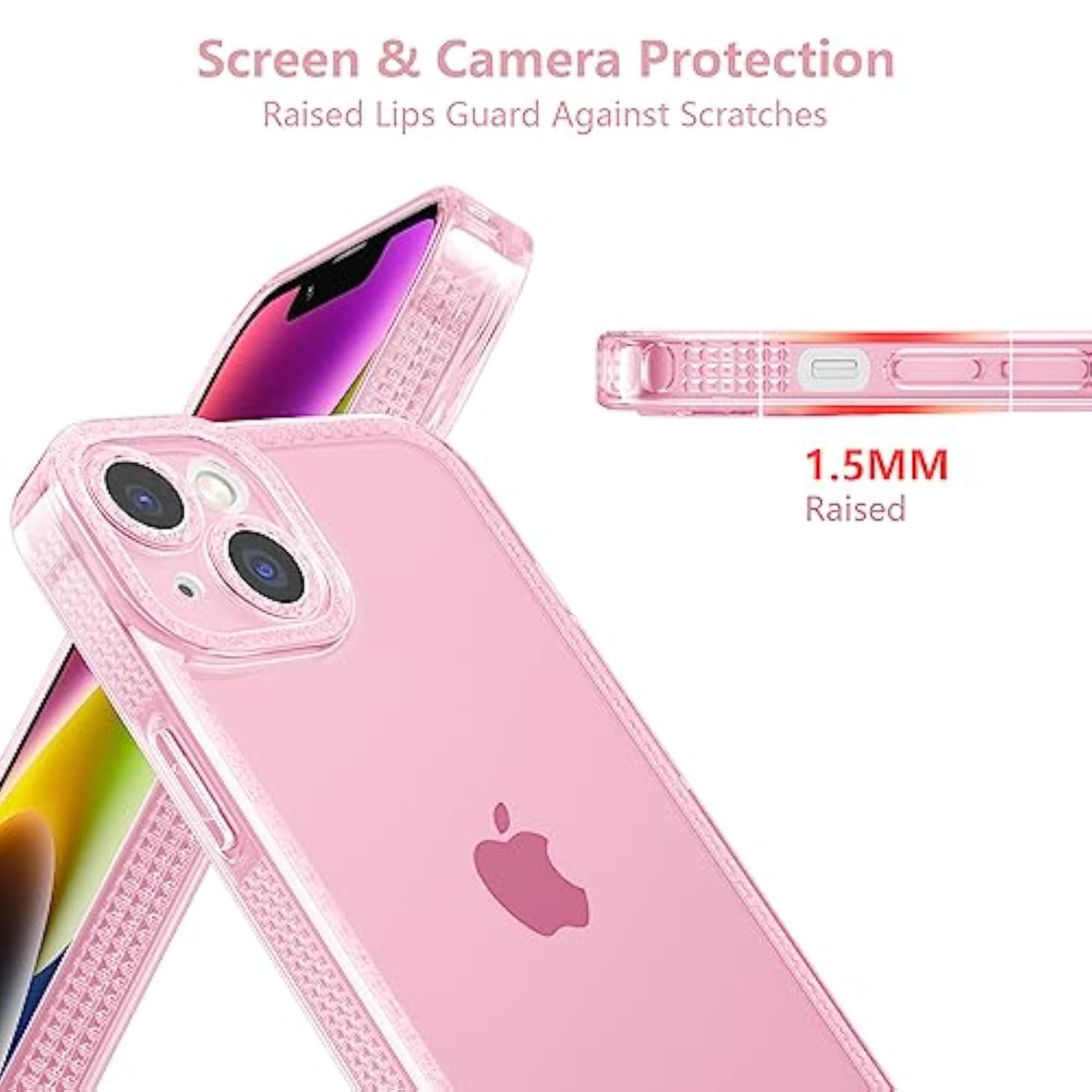 Designed For 14 Plus/15 Plus 6.7 Inch,Sparkly Cute Clear Case For Women Girls,Glitter Bling Flexible Soft Tpu Silicone Bumper Protective Cover For 14 Plus/15 Plus,Pink