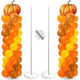 2 Sets Thanksgiving Balloon Column Stand Kit Pumpkin Maple Leaf Orange Yellow Balloons