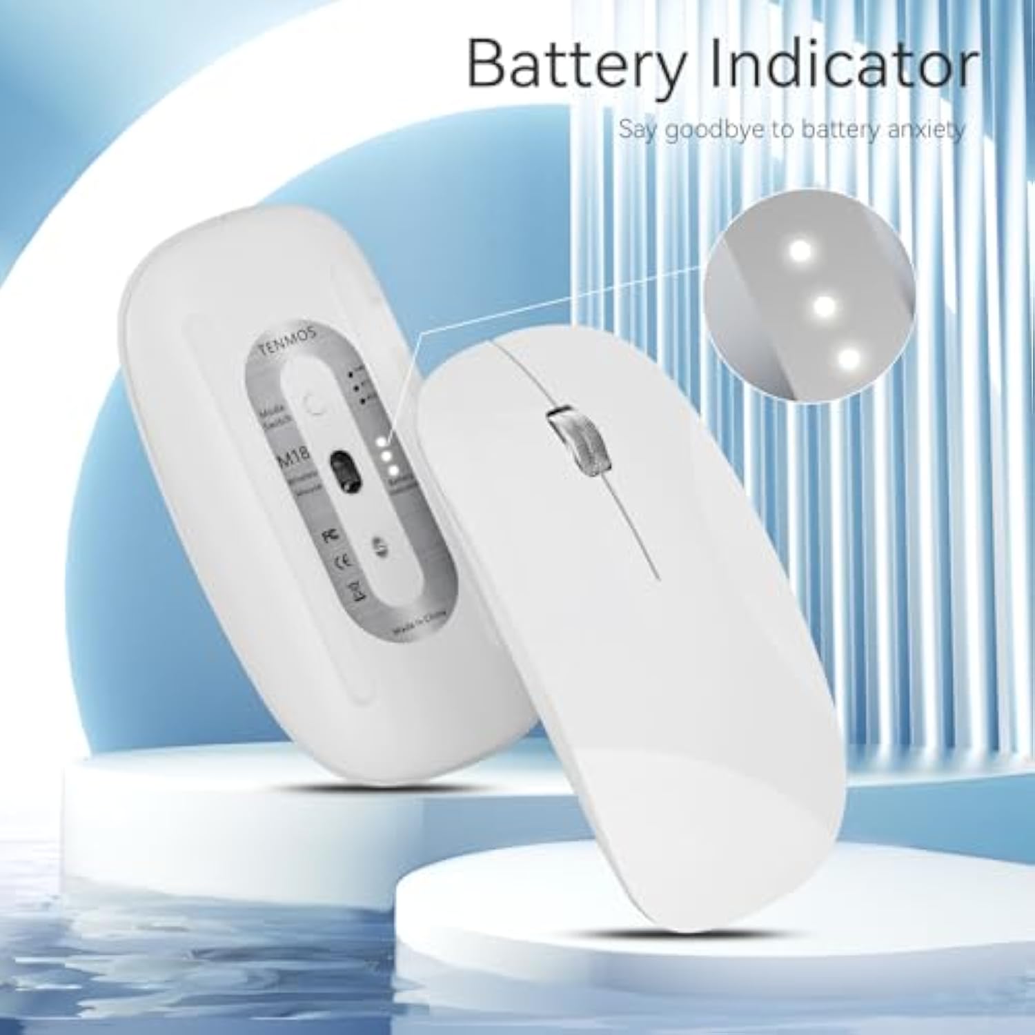 M18 Bluetooth Mouse, Usb C Rechargeable Wireless Mouse, Triple Mode (Dual Bluetooth+Usb) Computer Silent Mice Portable With Usb Receiver And Type C Adapter For Laptop/Macbook/Ipad/Pc - White