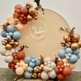 137Pcs Fall Thanksgiving Balloon Arch Kit Dusty Blue Orange for Baby Shower Party