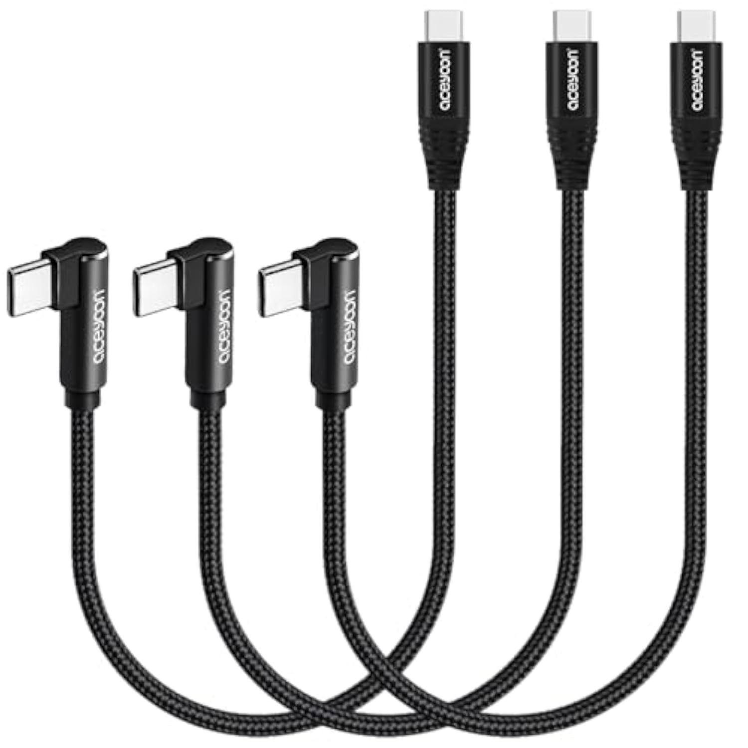 Usb C Cable Short 0.6Ft Right Angle, 3 Pack 100W Pd Type C Fast Charging Cord For Iphone 15 Plus/15 Pro Max, Macbook Pro, Ipad Pro, Samsung Galaxy S24 S23 S22 S21 Ultra
