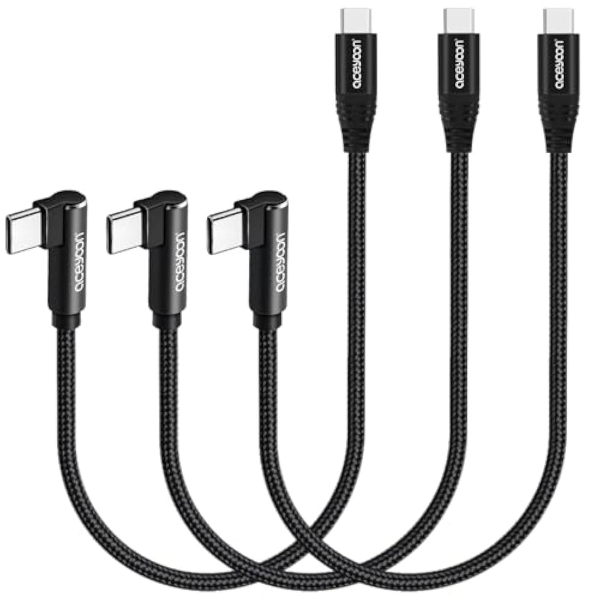 Usb C Cable Short 0.6Ft Right Angle, 3 Pack 100W Pd Type C Fast Charging Cord For Iphone 15 Plus/15 Pro Max, Macbook Pro, Ipad Pro, Samsung Galaxy S24 S23 S22 S21 Ultra
