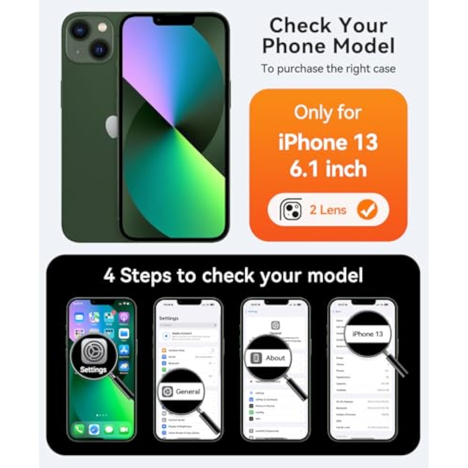 Magnetic For Iphone 13 Case, Upgraded [Full Camera Protection] [Compatible With Magsafe] [Translucent Matte] Shockproof Protective Phone Case For Iphone 13 6.1" - Black