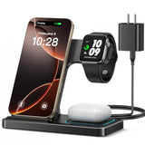 3 In 1 Foldable Wireless Charging Station For Mag-Safe Charger For Iphone 16/15/14/13/12,For Apple Watch Series & Airpods - Wireless Charger Stand With N52 Strong Magnetic & Safety Protections