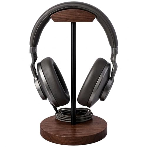Headphone Holder Stand for Desk, Wood and Metal Headset Hanger Mount Hook Gaming Holder Desktop Earphone Artful Functional Craftsmanship Stand for