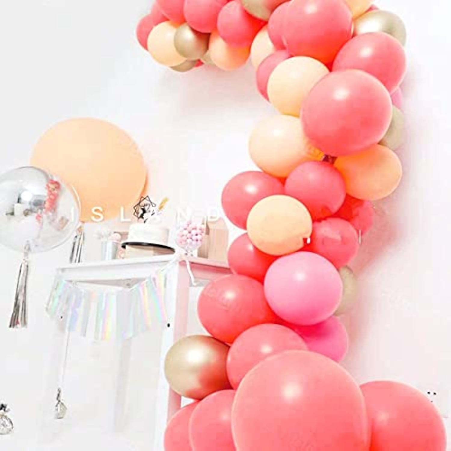 Coral Balloons 105Pcs 18/12/10/5 Inch Different Sizes Coral Red Balloon Arch Kit For Birthday Baby Shower Wedding Bridal Graduation Decoration Valentines Party Supplies