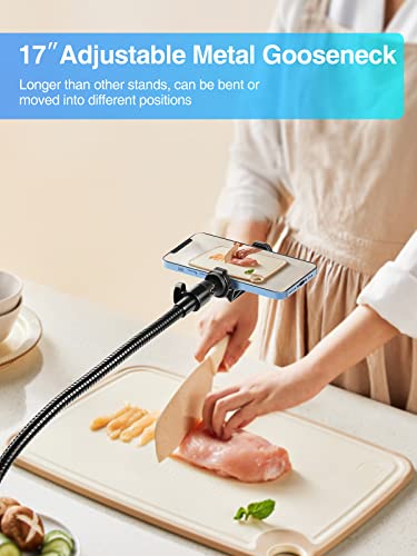 81" Tall Flexible Tripod Stand for iPhone with 17in Adjustable Gooseneck with Remote Compatible with iPhone 13 Pro Max / 13 Pro / 12 Pro Max, Android