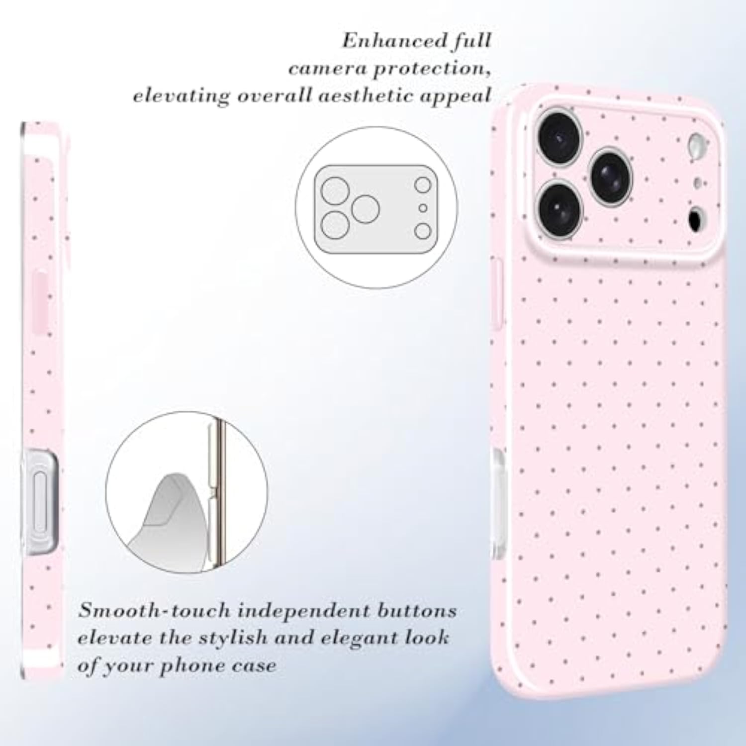 Cute Polka Dot Slim Shockproof Case for iPhone 17 Pro, Pink